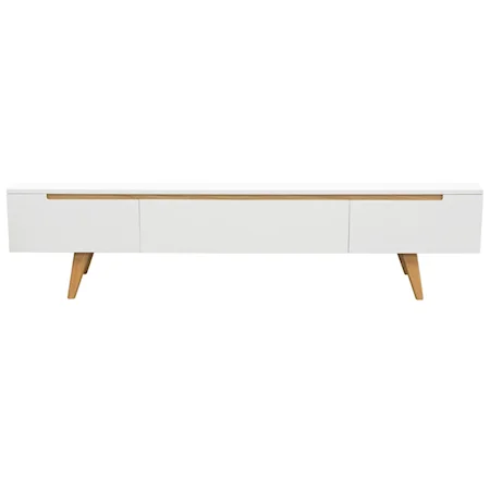 Low Profile Entertainment Cabinet in White with Oak Legs